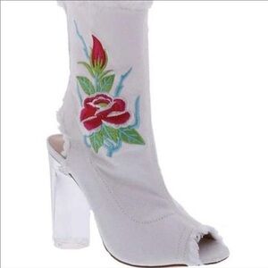 Penny Loves Kenny Roadie Peep Toe Bootie White